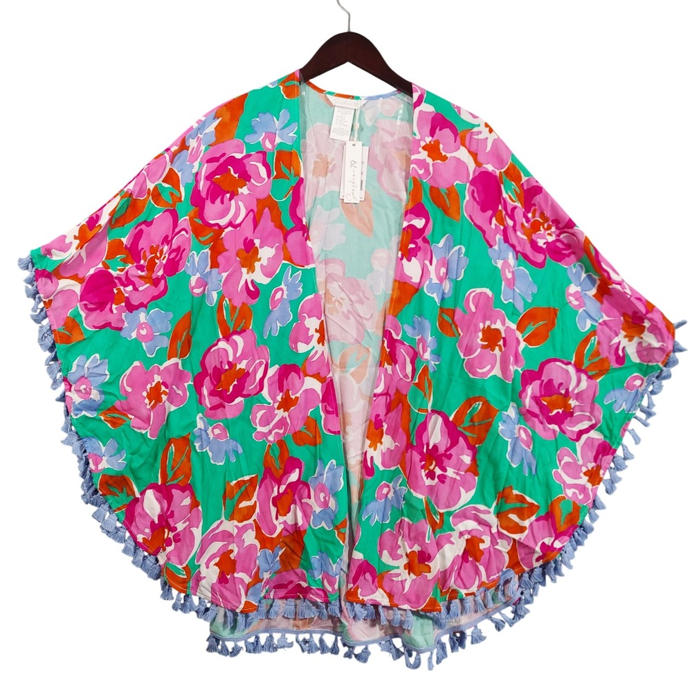 Sunshine 79 Kimono Wrap Women One Size Multicolor Floral Tassel SN3AX27